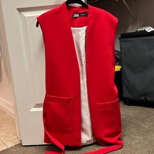 Zara RED belted vest